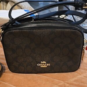 Coach Signature Black and Brown Crossbody Bag